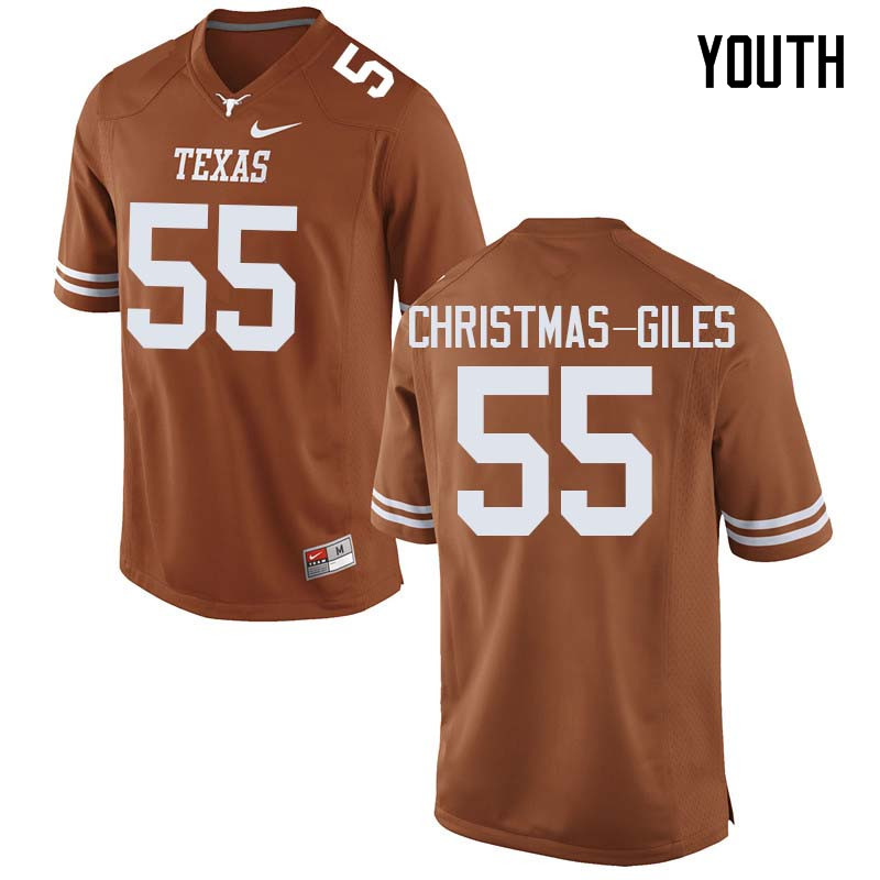 Youth #55 D'Andre Christmas-Giles Texas Longhorns College Football Jerseys Sale-Orange